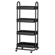 Artiss Storage Trolley Kitchen Cart 4 Tiers Rack Shelf Frame Organiser Black