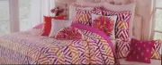 Tahari Hot Pink Yellow Orange Plum Zig Zag Twin Quilt Bedspread Shams Set NIP