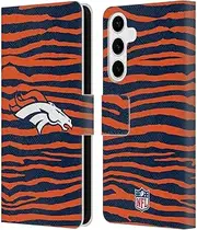 Head Case Designs Officially Licensed NFL with Zebra Animal Print Denver Broncos Art Leather Book Wallet Case Cover Compatible with Samsung Galaxy S24+ 5G
