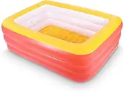 XFlated Inflatable Pools, Kiddie Pools, Inflatable Family Swim Play Center Pool with Soft Floor, 82 inches Durable Swimming Pool, Summer Water Fun for Garden or Backyard or Indoor (82 Orange)