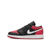 [553560-066] Jordan GS Air Jordan 1 Low Bred Toe Black Red Sneakers *NEW*