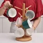 Dryer Coffee Cup Rack Storage Holder Bamboo Mugs Drainer Living Room