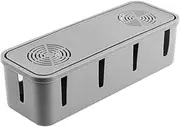 1Pc Grey Cable Organizer Holder Box Indoor Use Plastic Socket Storage Case for Desk Office and Home Sturdy Design with Capacity and Porous Space Saving