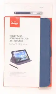Verizon Case for Ellipsis 10 Folio Tablet Leather Cover & Stylus Pen Blue