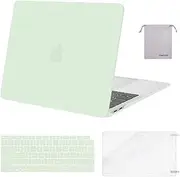 MOSISO Compatible with MacBook Air 13 inch Case 2022, 2021-2018 Release A2337 M1 A2179 A1932, Plastic Hard Shell&Keyboard Cover&Screen Film&Storage Bag for MacBook Air 13.3 inch Case, Honeydew Green