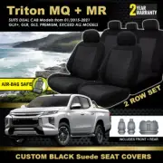 BLACK Custom Seat Covers Mitsubishi Triton MQ MR Dual CAB 2ROW 2015-2023 GLS GLX