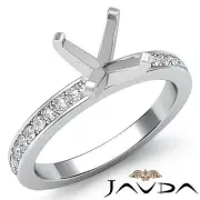 Asscher Semi Mount Pave Setting Diamond Women Wedding Ring 14k White Gold 0.5Ctw