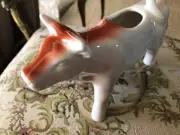 Pottery Barn Creamer Cow Pitcher Brown White Cream Tail Handle