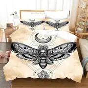 a2005 Bed Sheets Death Moth Bedding Set Black Moth Polyester Quilt Cover Pillowcases For Kids Gift Duvet Cover Sets3-Piece Bedding Set (1 Duvet Cover