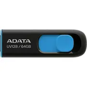 ADATA UV128 USB Flash Drive - 64GB - Black / Blue USB 3.2 [AUV128-64G-RBE]