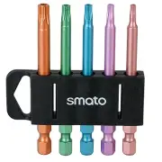 Color 5pcs 1/4" Dr 75mm TH10~TH30 6-point Star Bits Socket Set SM-TBS75C