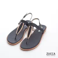 在飛比找Yahoo奇摩購物中心優惠-ZUCCA-細皮紋金屬夾腳涼鞋-z7202bk