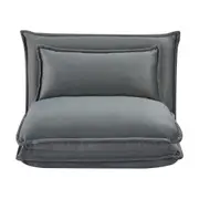 Happy Single Folding Sofa Bed Fabric Cover Metal Frame Grey