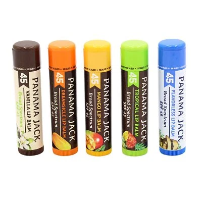Panama Jack Sunscreen Lip Balm - SPF 45 Flavor Pack Broad Spectrum UVA-UVB