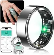 Lozltx Smart Ring Android, Military-Tested Titanium Design & IP68, Smart Ring, JZ5.0 Chip & 0% Measurement Error SGS Certified, Fitness Ring, 22 Language Support, Smart Rings for Men and Women, Silver