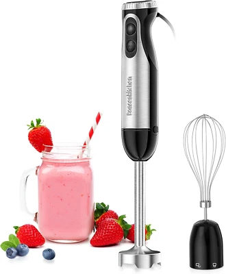 Handheld Blender with Whisk, 20-Speed & Turbo Mode Hand Blender Stick 500W 304