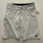 NWT Volcom Women's SZ 1 Simply Solid 11" Boardshorts White Swim Shorts