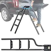 POKIAUTO 45" Aluminum Universal Foldable Rotatable Tailgate Ladder for Pickup Truck Accessories