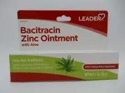 Leader First Aid Antibiotic Bacitracin Zinc Ointment with Aloe, 1Oz 096295139099
