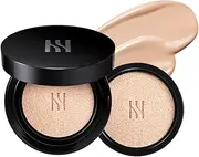 Black Cushion Foundation 25N1 Amber, Full Coverage, Matte Finish, 15g + 15g Refill Set for Hera