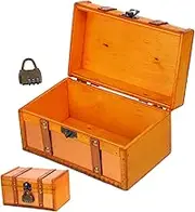 JUMPLAWN Vintage Wooden Storage Box with Lock Compact Decorative Chest for Jewelry Small Items Retro Aesthetic Organizer for Home Decor and Desktop Efficiency