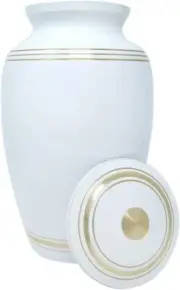 White Memorial Keepsake Funeral Cremation Urn for Human Ashes 10 Inch