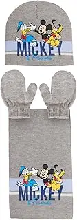 [Disney] Boys Mickey Mouse & Friends Hat + Scarf + Mitten Gloves 3 Piece Matching Winter Set for Kids
