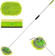 Fxvhojq Car Wash Brush Detachable Car Cleaning Mop Microfiber Car Wash Brush with Long Handle 180° Rotating Car Wash Mop with Replaceable Sponge Head for RV Truck Camper