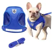 Step in Dog Harness and Leash Set,Reflective Adjustable Soft Mesh Large Blue