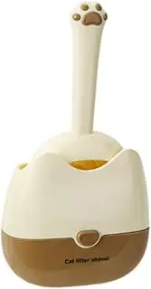 Perfk Cat Litter Scooper with Holder with Storage Easy Cleanup Pet Scoops Cat Litter Holder Wide Basket Sifter for Living Room, Yellow