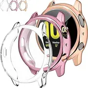 3-Pack Case for Samsung Galaxy Watch Active 2 (40mm / 44mm), Soft Full Cover Screen Protector for Samsung Galaxy Active 2 Smartwatch 40mm 44mm (40mm, #A(Rosepink+Rosegold+Clear)