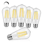 6-Pack 8W Dimmable Edison LED Light Bulbs 100W 3000K Warm White Light