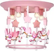 NEW EXTRACOZY FLYING UNICORN CHANDELIER CEILING NURSERY LIGHT PINK STARS PRETTY