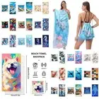 2 in 1 Swim Beach Towel Drawstring Backpack Storage Bag Bath Towel Turt 80*160cm