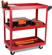 HORUSDY Red Tool Storage Trolley, Steel Cart Mechanic Swivel Lockable Wheel
