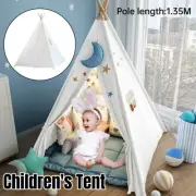 Large Teepee Tent Kids Cotton Canvas Pretend Play House Boy Girls Wigwam Gift AU