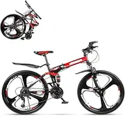 Folding Adult Bike, 26-inch Variable Speed Double Shock Absorption Off-Road Racing, with Front Shock Lock, 4 Colors, Suitable for Height 165-185cm