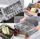 Adjustable Dish Drainer Stainless Steel Sink Drain Dish Rack Fruit Vegetable Dra