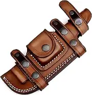 Ottoza Handmade Leather Knife Sheath Right Hand Tracker Knife Sheath - Bushcraft Knife Sheath - Hunting Knife Sheath - Survival Knife Sheath Horizontal Carry Dark Brown TOP Grain Leather No:37