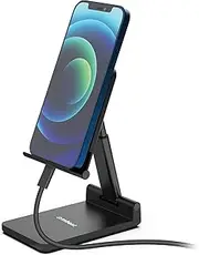 mbeat Stage S2 Foldable Mobile Phone Stand, Holder with Telescopic Arm and Adjustable View Angles in Black Design, Supports Mobile and Tablet Screen Size 4"~10"