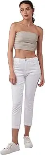 [Toxik3] Women's High Waist Boyfriend Jeans - White, White, 10