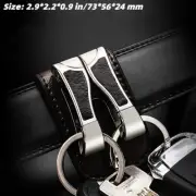 Real Leather Belt Buckle Clip Keychains Car Key Holder Double Ring 2 Loops