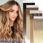 Balayage Tape In Skin Hair Weft Remy Human Hair Extensions THICK Full Head Blond