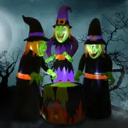 6FT Halloween Inflatables Outdoor DecorationsThree Around Cauldron with Witch