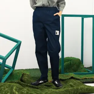 【MOSS CLUB】兔子標裝飾鬆緊腰頭蘿蔔長褲(藍 卡)