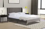 Modern Classic Herman Double Velvet Bed Frame Grey with Black Legs