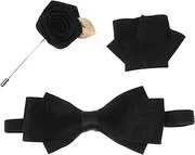 [Minkissy] Men Bow Tie with Pocket and Lapel Pin Elegant Tuxedo Accessories for Weddings and Formal Events Lightweight and Comfortable Brooch for Groom and Man