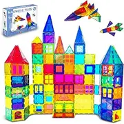 Funsure 100Pcs Magnetic Tiles Magnetic Building Blocks with 2 Cars 3D Magnet Tiles for Boys and Girls Aged 3+ Sensory Montessori Creativity Toddler Kids Toys