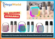 Mini Karaoke Machine Bluetooth Speaker Kids with 2 Wireless Microphone Portable