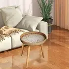 Rattan Side Table Storage Tray End Table for Balcony Living Room Bedroom
